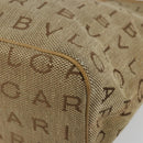 BVLGARI Logo Mania Tote Bag Canvas Beige Gold Auth 177518-9