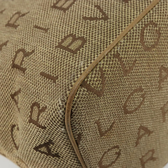 BVLGARI Logo Mania Tote Bag Canvas Beige Gold Auth 177518