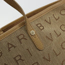 BVLGARI Logo Mania Tote Bag Canvas Beige Gold Auth 177518-10