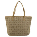 BVLGARI Logo Mania Tote Bag Canvas Beige Gold Auth 177518-13