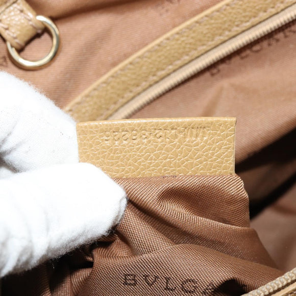 BVLGARI Logo Mania Tote Bag Canvas Beige Gold Auth 177518
