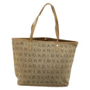 BVLGARI Logo Mania Tote Bag Canvas Beige Gold Auth 177518-2