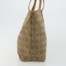 BVLGARI Logo Mania Tote Bag Canvas Beige Gold Auth 177518-4