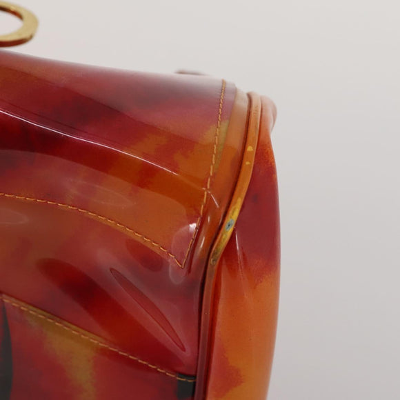 Christian Dior Hand Bag Vinyl Orange Auth 177521