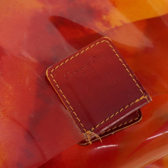 Christian Dior Hand Bag Vinyl Orange Auth 177521