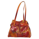 Christian Dior Hand Bag Vinyl Orange Auth 177521-13