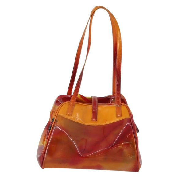 Christian Dior Hand Bag Vinyl Orange Auth 177521
