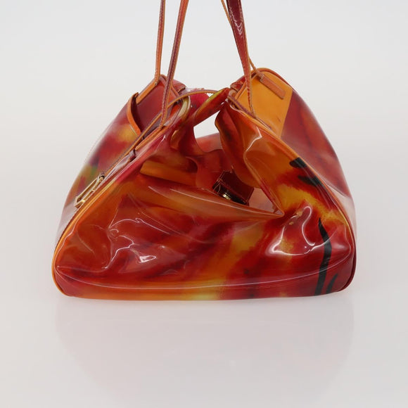 Christian Dior Hand Bag Vinyl Orange Auth 177521