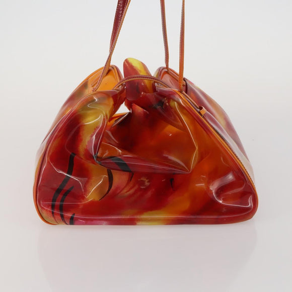 Christian Dior Hand Bag Vinyl Orange Auth 177521