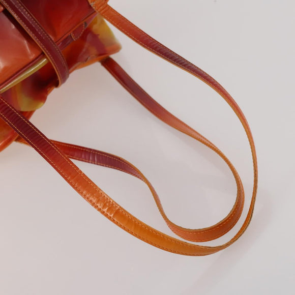 Christian Dior Hand Bag Vinyl Orange Auth 177521