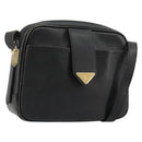 SAINT LAURENT Shoulder Bag Leather Black Gold Auth 177530-1