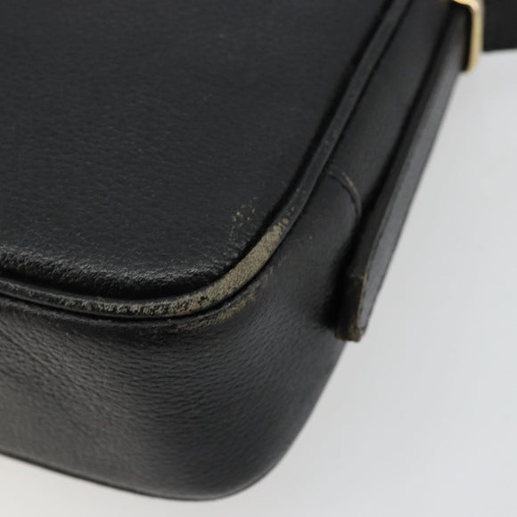 SAINT LAURENT Shoulder Bag Leather Black Gold Auth 177530