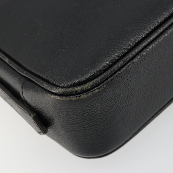 SAINT LAURENT Shoulder Bag Leather Black Gold Auth 177530