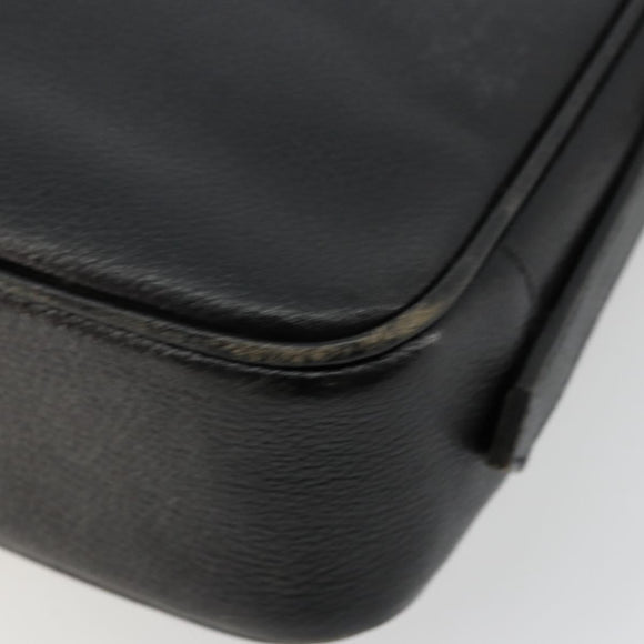 SAINT LAURENT Shoulder Bag Leather Black Gold Auth 177530