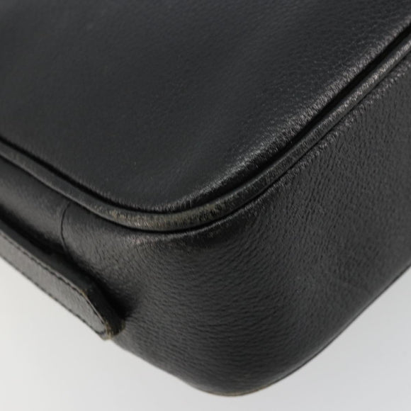 SAINT LAURENT Shoulder Bag Leather Black Gold Auth 177530