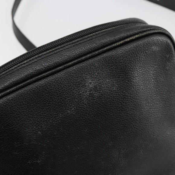 SAINT LAURENT Shoulder Bag Leather Black Gold Auth 177530