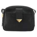 SAINT LAURENT Shoulder Bag Leather Black Gold Auth 177530-2