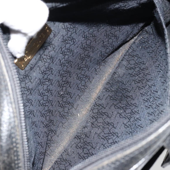 SAINT LAURENT Shoulder Bag Leather Black Gold Auth 177530