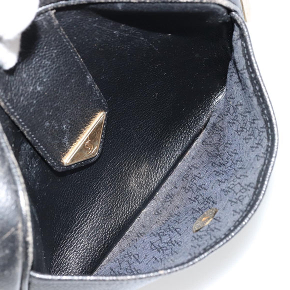 SAINT LAURENT Shoulder Bag Leather Black Gold Auth 177530