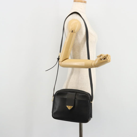 SAINT LAURENT Shoulder Bag Leather Black Gold Auth 177530