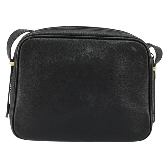 SAINT LAURENT Shoulder Bag Leather Black Gold Auth 177530