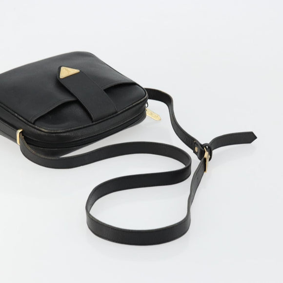 SAINT LAURENT Shoulder Bag Leather Black Gold Auth 177530