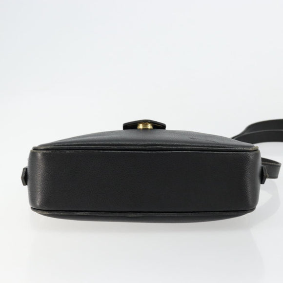 SAINT LAURENT Shoulder Bag Leather Black Gold Auth 177530