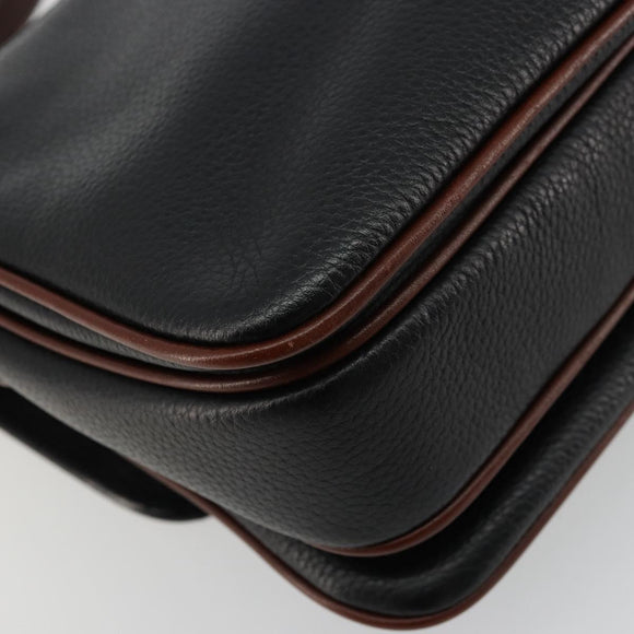 BALLY Shoulder Bag Leather Black Gold Auth 177531A