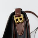 BALLY Shoulder Bag Leather Black Gold Auth 177531A-10