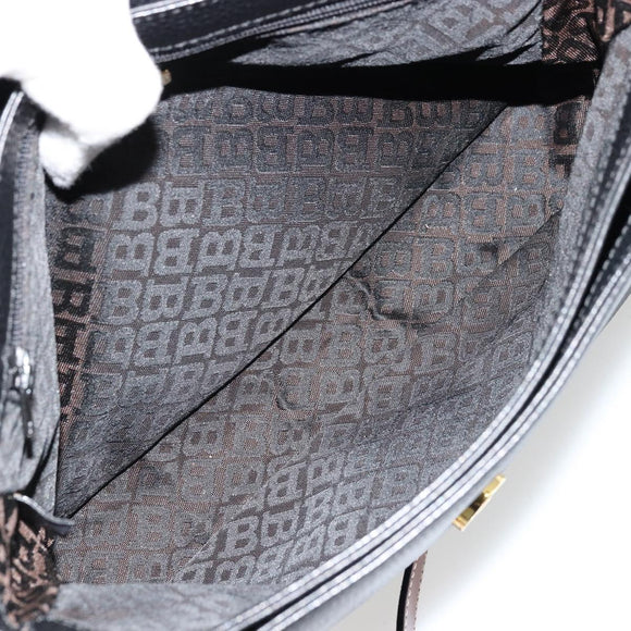 BALLY Shoulder Bag Leather Black Gold Auth 177531A