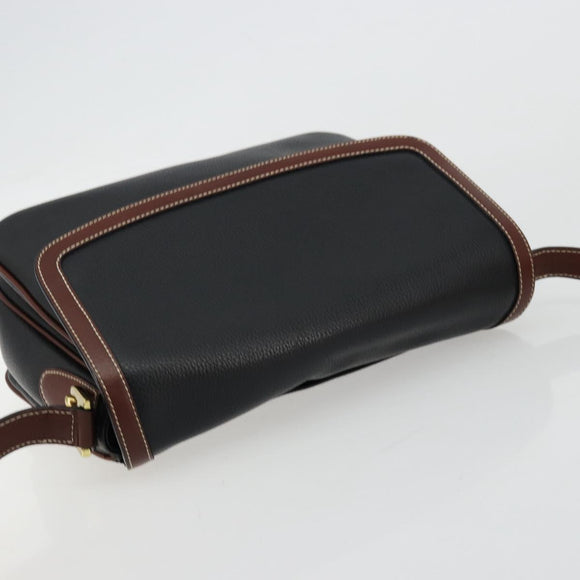 BALLY Shoulder Bag Leather Black Gold Auth 177531A