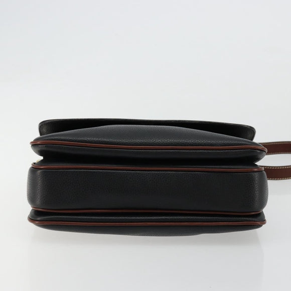BALLY Shoulder Bag Leather Black Gold Auth 177531A
