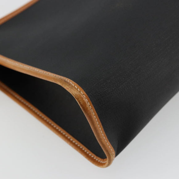 Christian Dior Clutch Bag Coated Canvas Beige Gold Auth 177532