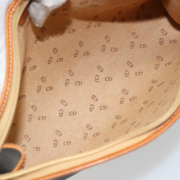 Christian Dior Clutch Bag Coated Canvas Beige Gold Auth 177532