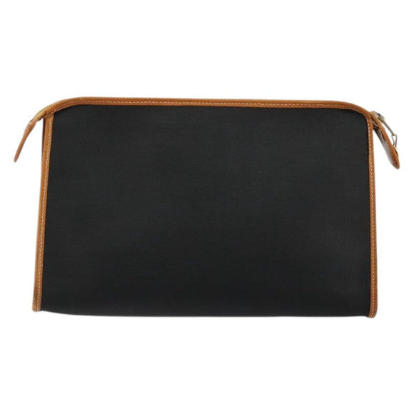 Christian Dior Clutch Bag Coated Canvas Beige Gold Auth 177532