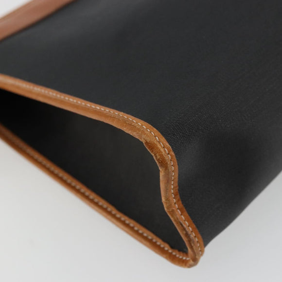 Christian Dior Clutch Bag Coated Canvas Beige Gold Auth 177532