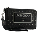 Jimmy Choo Clutch Bag Leather Black Silver Auth 177536-1