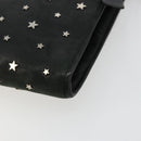 Jimmy Choo Clutch Bag Leather Black Silver Auth 177536-15