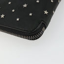 Jimmy Choo Clutch Bag Leather Black Silver Auth 177536-16
