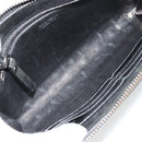 Jimmy Choo Clutch Bag Leather Black Silver Auth 177536-10