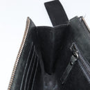 Jimmy Choo Clutch Bag Leather Black Silver Auth 177536-19