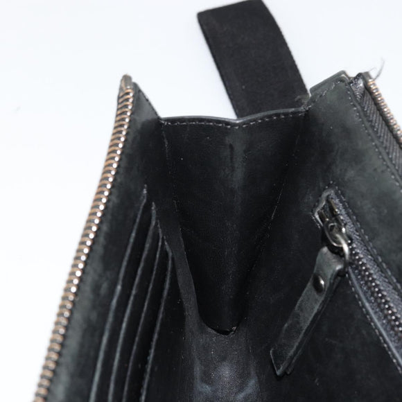 Jimmy Choo Clutch Bag Leather Black Silver Auth 177536
