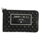 Jimmy Choo Clutch Bag Leather Black Silver Auth 177536-13