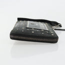 Jimmy Choo Clutch Bag Leather Black Silver Auth 177536-3