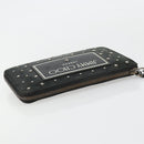 Jimmy Choo Clutch Bag Leather Black Silver Auth 177536-5