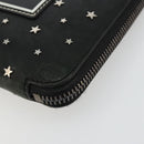 Jimmy Choo Clutch Bag Leather Black Silver Auth 177536-7