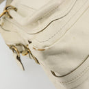 Chloe Paraty Hand Bag Leather White Gold Auth 177544-11
