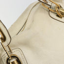 Chloe Paraty Hand Bag Leather White Gold Auth 177544-15