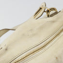 Chloe Paraty Hand Bag Leather White Gold Auth 177544-16
