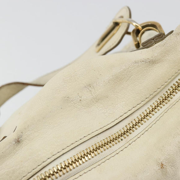 Chloe Paraty Hand Bag Leather White Gold Auth 177544
